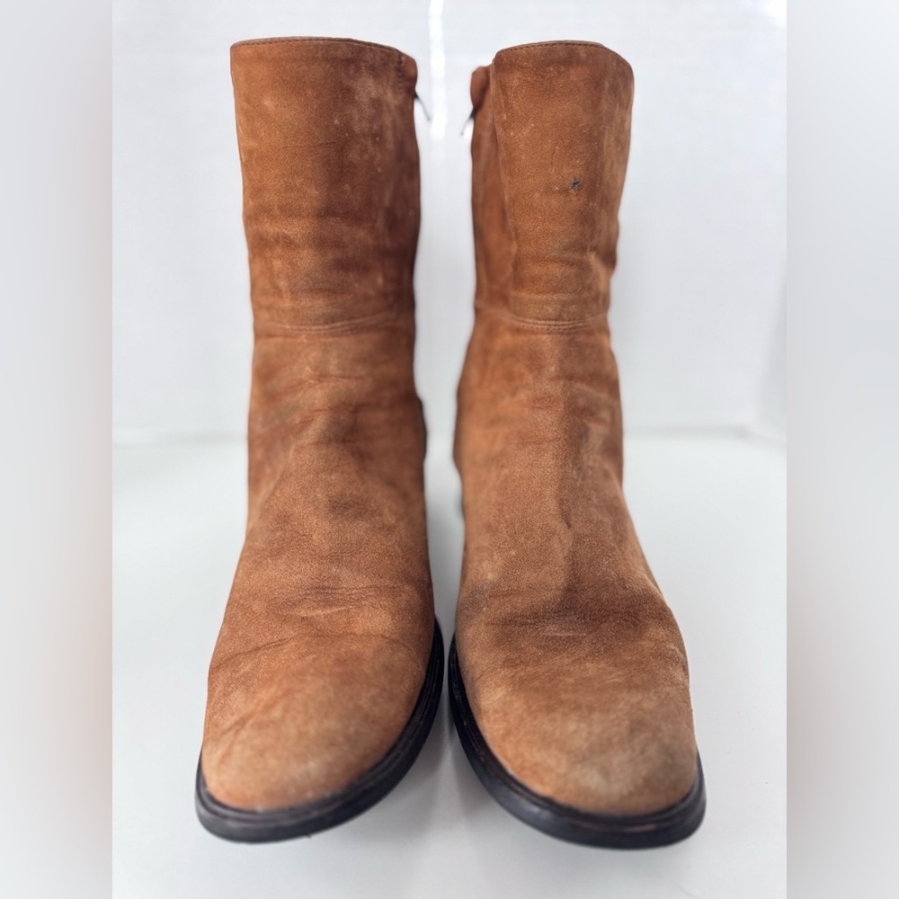 COACH New York Tan Suede Block Heel Square Toe Boots Women’s Size 8.5 - Picture 4 of 12